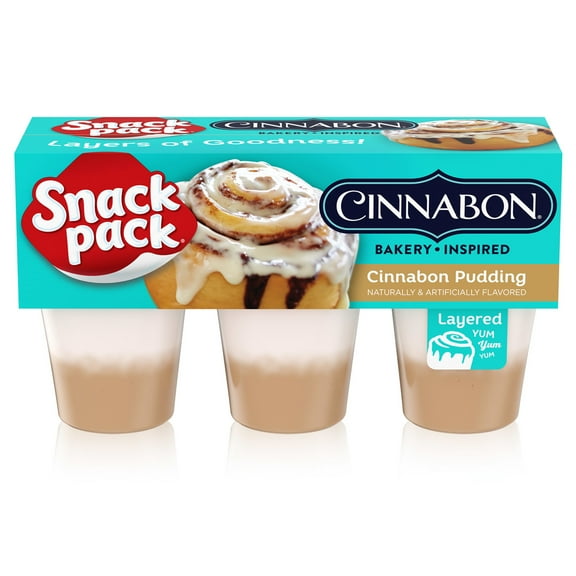 Snack Pack Cinnabon Bakery Inspired Flavored Pudding Cups 3.25 oz 6 Count
