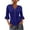Blue, variant on Womens Spring Summer 3/4 Tops Trendy Ruched Front Button Down Shirts Plain V Neck Elbow Sleeves Blouse