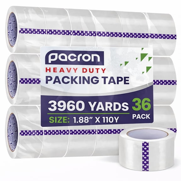 Pacron 36 Rolls Clear Packing Tape – Basic Moving Tape, 1.88x110 Yds, 3960 Yds Total