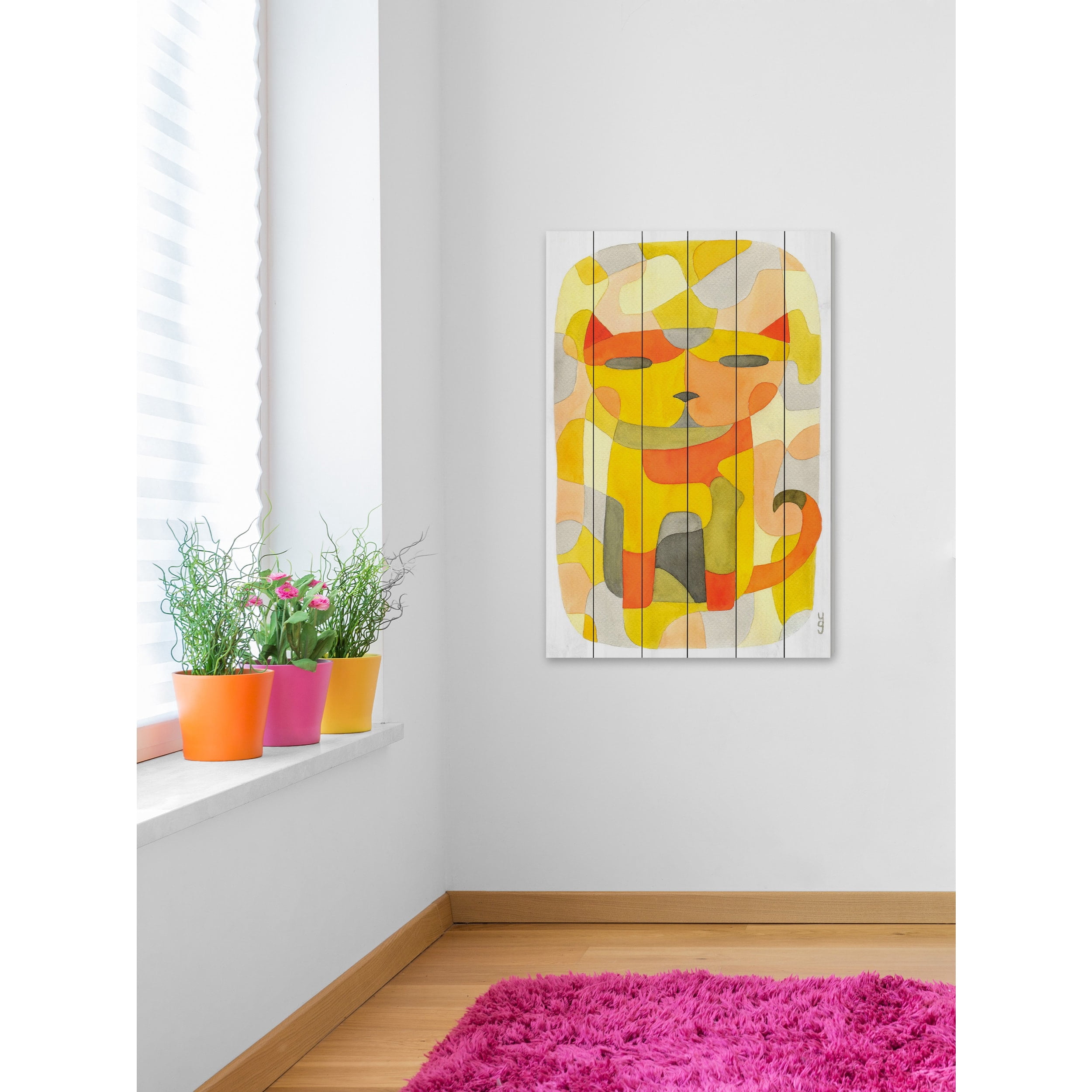 "Cat 1" by Yolanta Gawlik Painting Print on White Wood