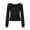 Black, variant on aidice Crop Tops for Women Casual Square Neck Long Sleeve Fitting Shirts Comfy Solid Color Blouses Tops