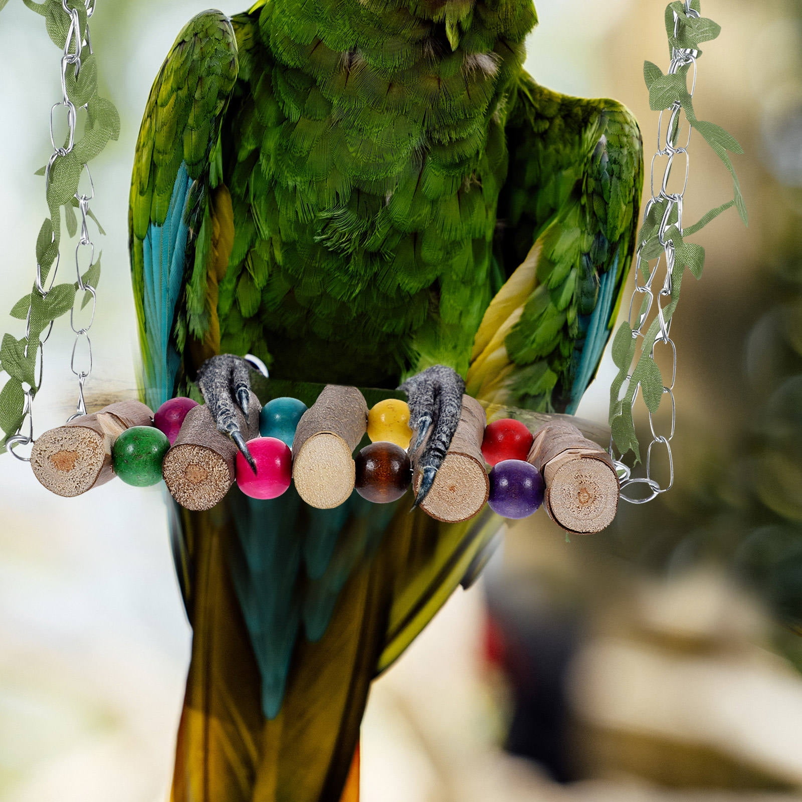 OUNONA Household Bird Accessory Wooden Swing for Parrot to Create Joyful Atmosphere