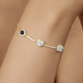 thumbnail image 4 of Gem Stone King 1.52 Ct Blue Sapphire Sky Blue Aquamarine 18K Yellow Gold Plated Silver Bracelet for Women, 4 of 4