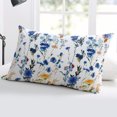 thumbnail image 5 of Seasonal Herb Flower Throw Pillow Cover,Watercolor Blue Orange Botanical Rectangle Decorative Pillow Case Protector Soft Cushion Cover Lumbar Pillowcase for Couch Sofa Bedroom Car Decor 20x26 Inch, 5 of 8