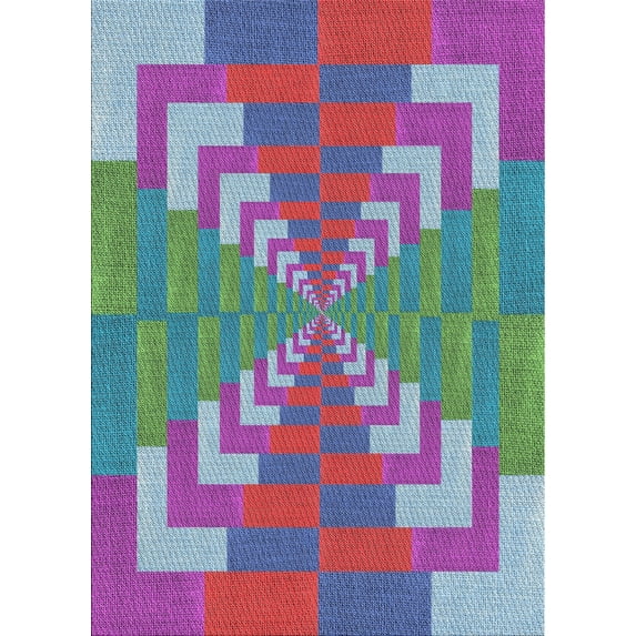 Ahgly Company Indoor Rectangle Patterned Blue Abstract Area Rugs, 5' x 7'