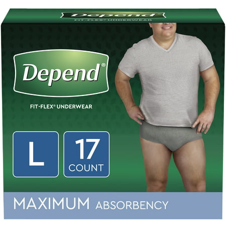 Depend Fresh Protection Adult Incontinence Disposable Underwear for Men - Maximum Absorbency - L - Gray - 17ct