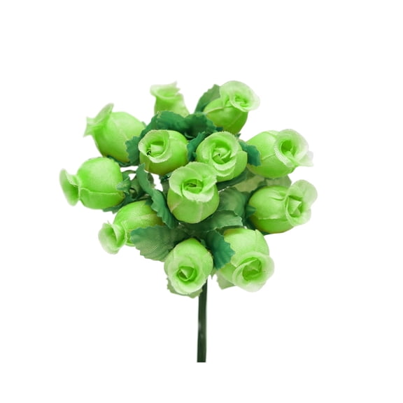 Apple Green Artificial Silk Flower Roses - 12 Mini Bouquets of 12 Rosebuds, 144 Rosebuds, Wedding, Reception, St. Patrick's Day, Easter, Wreath, Arts & Crafts