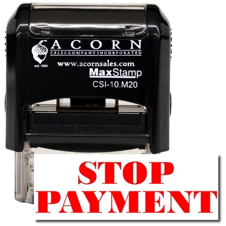 Self-Inking Stop Payment Stamp with Purple Ink