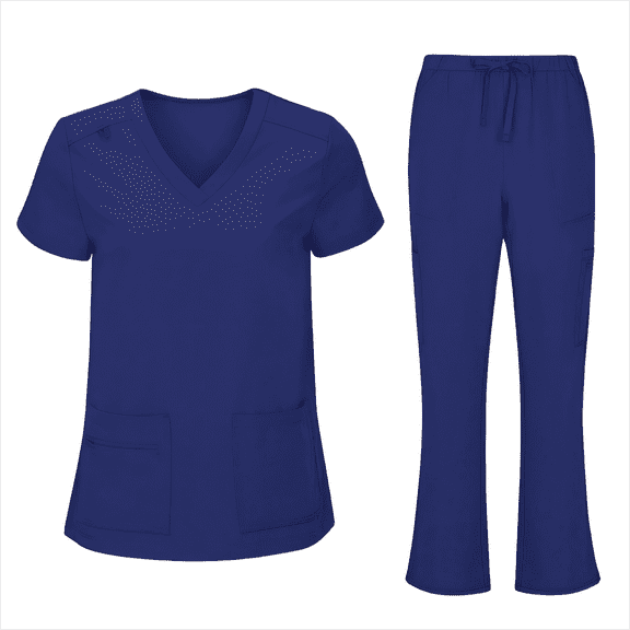 Gytharion Scrubs Sets for Women Short Sleeve V Neck Tops and Long Pants 2 Piece Outfits Lightweight Casual Workwear Nursing Uniform with Pockets