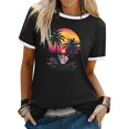 thumbnail image 2 of Tees Tops For Women T-Shirts Color Block Graphic Short Sleeve Beach Summer Fall Outfits Fashion Clothes 2025, 2 of 8