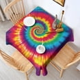 thumbnail image 2 of Colorful Rainbow Tie Dye Spiral Pattern Square Tablecloth,Waterproof Square Table Cover,Wipeable Spillproof Washable Table Cover for Home Kitchen Party Decor 52"x52"(132x132cm), 2 of 6