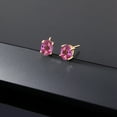 thumbnail image 5 of Gem Stone King 14K Yellow Gold Stud Earrings for Women Men 2.60 Ct Oval 8x6mm Pink Mystic Topaz, 5 of 5