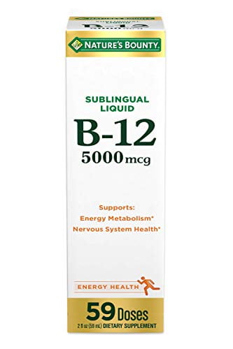 Nature's Bounty B-12 5000 mcg Sublingual Liquid Energy Health,2 Fl Oz (1 Count)