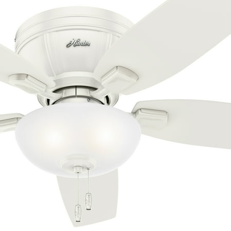 Hunter Fan 52 Low Profile Fresh White Ceiling Fan With Led Bowl