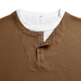 thumbnail image 6 of CQONEPT Mens Henley Sweater Long Sleeve Waffle Button Up Tunic Tee Casual Knit Pullover Soft Stretch Fall Winter Tops Coffee 3XL, 6 of 6