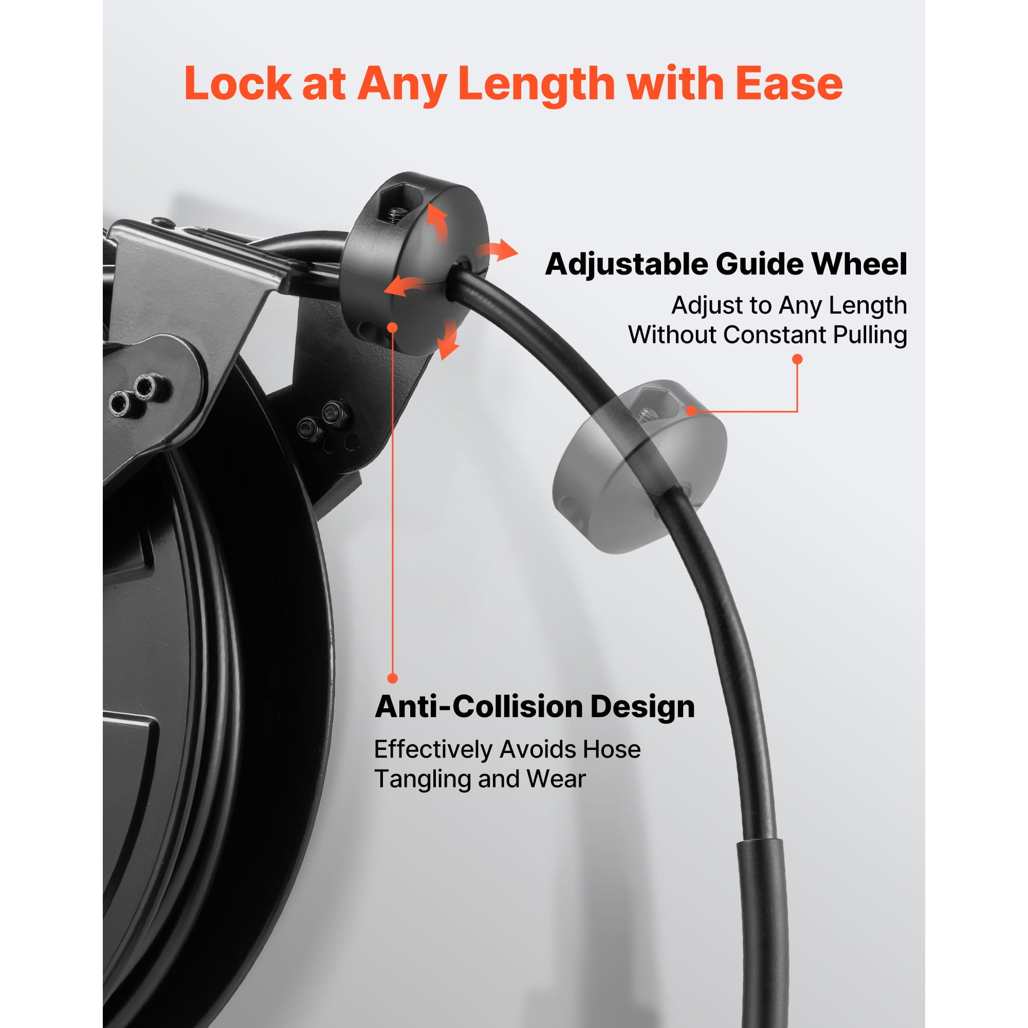 KFFKFF Retractable Pressure Washer Hose Reel, 50 ft x 3/8 inch, Heavy-Duty Steel, 4000 PSI Max, Auto-Rewind, Wall/Floor Mount for Car Wash, Garden, and Floor Cleaning