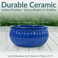 thumbnail image 6 of Sunnydaze Ribbed 14.5" Diameter x 7.25" H Round Dark Imperial Blue Ceramic Solid Plant Pot, 6 of 10