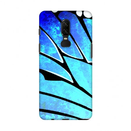 OnePlus 6 Case - Butterfly - Blue Ombre Bleached Fibre Wing, Hard Plastic Back Cover, Slim Profile Cute Printed Designer Snap on Case with Screen Cleaning