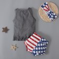 thumbnail image 5 of OAVQHLG3B Toddler Baby Girls Fashion Independence Day Star Stripe Print Vest Top Shorts Headdress Suit, 5 of 9