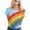 Blue, variant on Tshirts For Women Casual Rainbow Stripe Print Short Sleeve O Neck Ladies Tops Clothing Tee Shirts Workwear