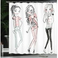 thumbnail image 4 of Ambesonne Fashion Shower Curtain, Cartoon Teenagers, 69"Wx70"L, Pale Pink White Black, 4 of 5