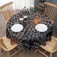 thumbnail image 3 of Halloween Spider Webs with Orange Spiders Round Tablecloth 60"x60",Wrinkle Wipeable Table Cloth for Kitchen Dining Room Picnic Patio Party, 3 of 6