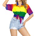 thumbnail image 5 of HAPPY BAY Women's Casual Beach Summer Hawaiian Blouse Shirt Dressy Blouses Short Sleeve Button up Dress Tops Tee Shirts T Shirts for Women XXL Pride Flag, Multicoloured, 5 of 6