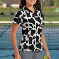 thumbnail image 3 of Aplkyhs Cow Print Women's Golf Shirt and Sun Visor Hat Set Short Sleeve Golf Shirts Quick Dry Moisture Wicking Fabric Adjustable UV Protection Sun Hat Cap for Golf Tennis Hiking, 3 of 7