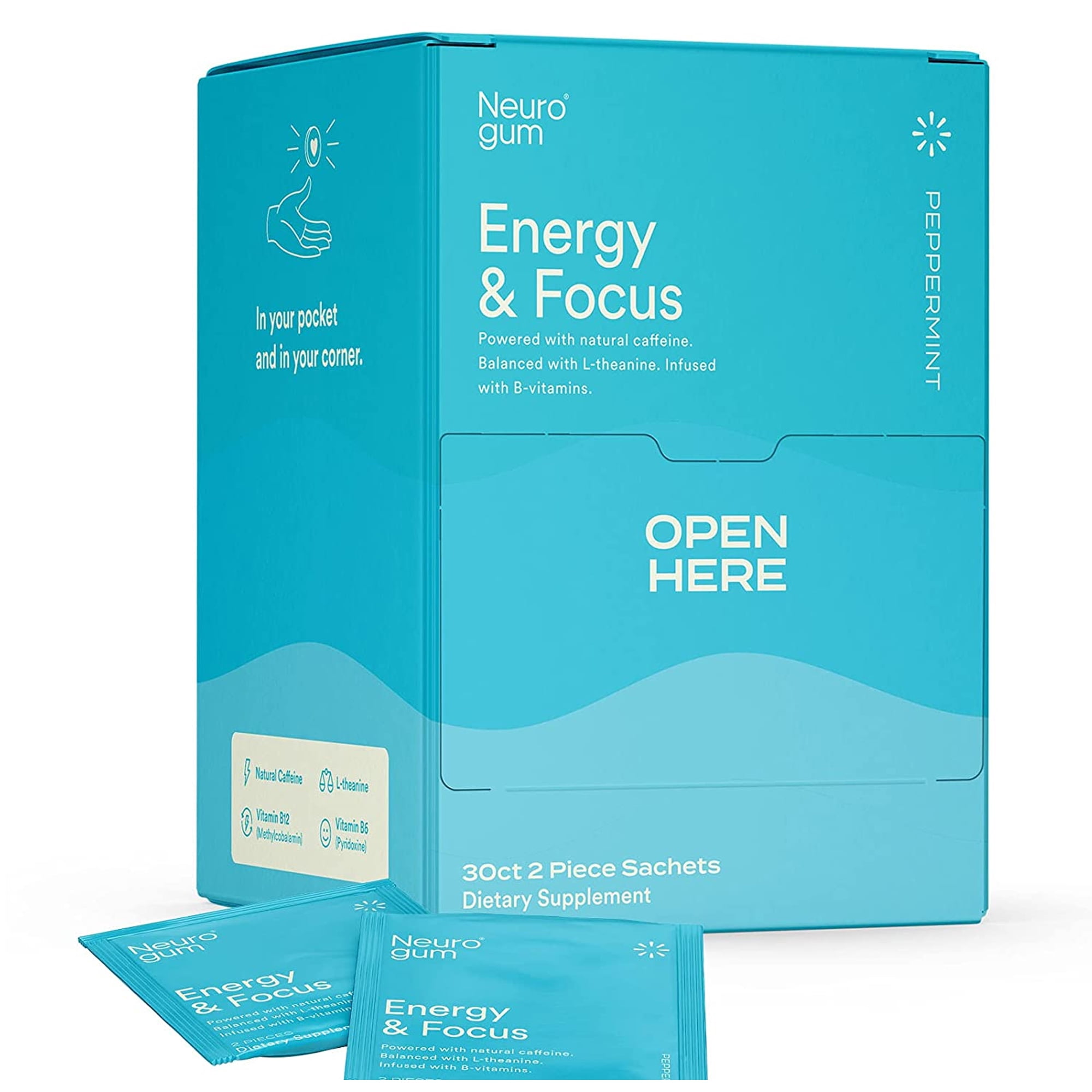 NeuroGum Caffeine Mints with L Theanine & Vitamin B Energy and Focus