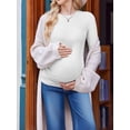 thumbnail image 5 of Weardear 3 Pack Maternity Shirts Ruched Side Long Sleeve Pregnancy Basic T-Shirt Casual Round Neck Pregnant Tops, 5 of 6