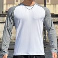 thumbnail image 2 of Camiseta de Fitness de manga larga para hombre, camisa de color de empalme, camisetas de culturismo para hombre, camisetas para correr, ropa de entrenamiento de secado rápido, 2 of 5
