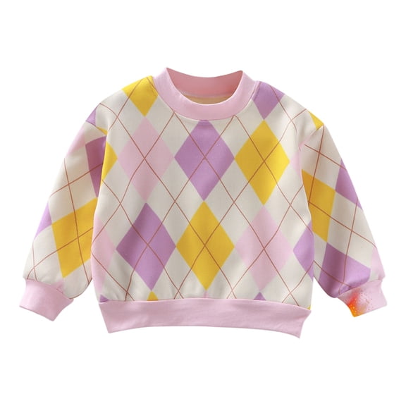 GiLiling Girls Boys Vintage Argyle Plaid Pullover Sweatshirt Toddler Kids Crewneck Loose Fit Sweaters Fall Winter Trendy Clothes 