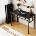thumbnail image 3 of Folding Desk  No Assembly Computer Desk  Small Foldable Table with Storage Shelf  Study Table for Small Space  Writing Desk Compact Desk for Home Office, 3 of 3