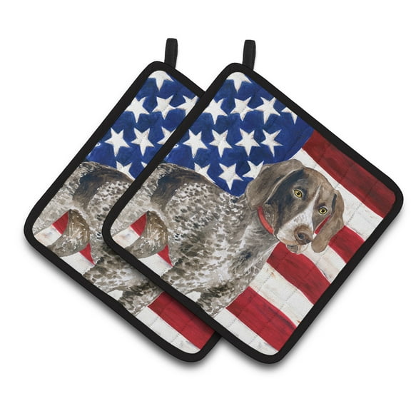 Caroline's Treasures German Shorthaired Pointer Patriotic Pair of Pot Holders