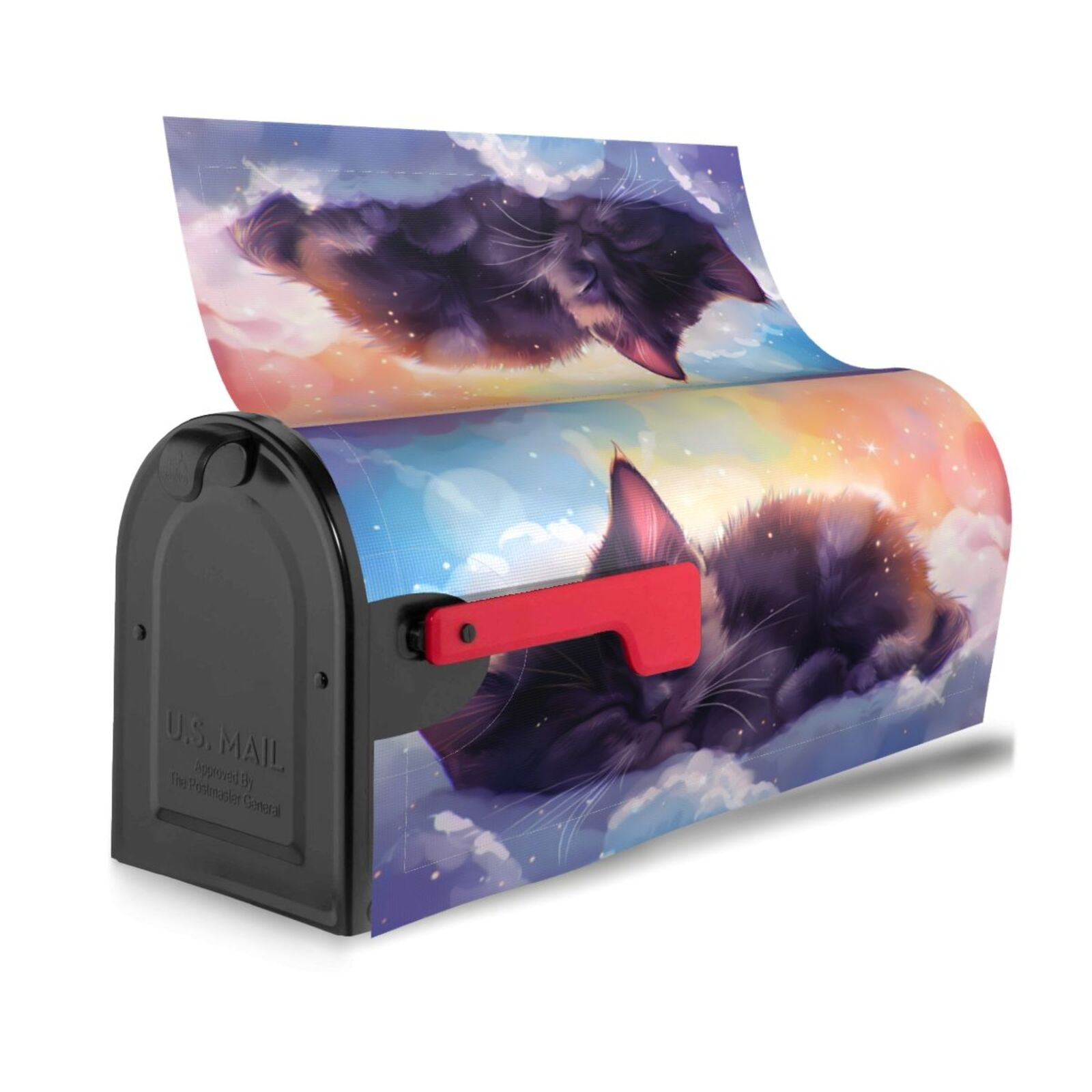 Logiee Colorful Cloud Sleeping Cat Print Post Letter Box Wrap Decor, Mailbox Cover Suitable for Standard Mailbox and Large Size Mailbox,Outdoor Yard Decoration-21x18 in