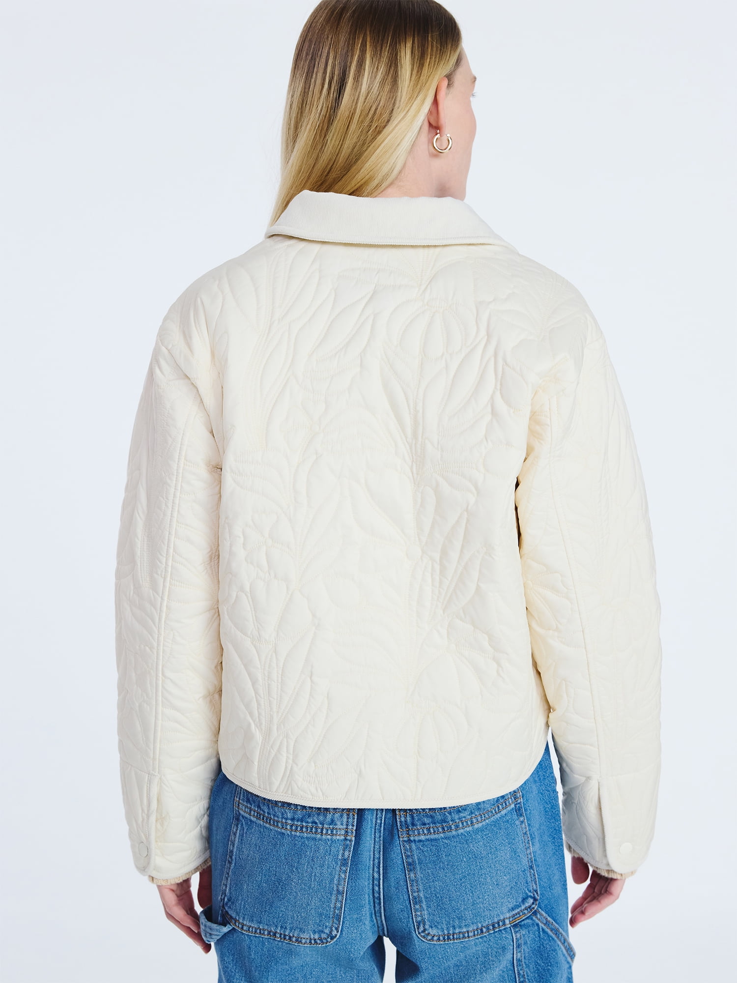 Free Assembly Women's and Women's Plus Floral Quilted Jacket, Sizes XS-4X