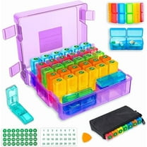 Monthly Pill Organizer 2 Times a Days, CTMAST Medicine Organizer Box with Portable Hard Shell and Pill Cutter, 31 Day Pill Box with Monthly and Weekly Sticker（purple））