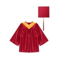 thumbnail image 4 of YONGHS Unisex Kids Kindergarten Graduation Gown Cap Set Students Graduation Class Uniform Red 3-4, 4 of 7