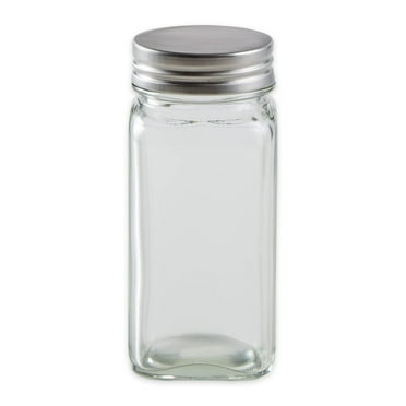 RSVP International Kitchen Storage Collection Glass Spice Jars, Square, 4-ounce