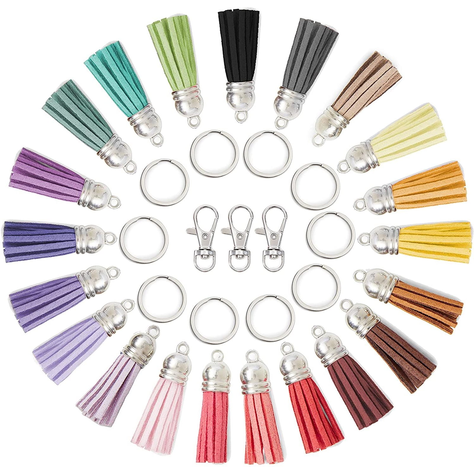 10 x Assorted Colours Suede Leather Tassel Pendant For Key Chains/Cellphone/Bag
