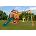 thumbnail image 2 of Creative Cedar Designs Timber Valley Wooden Playset with Wooden Roof, Glider Swing, Sandbox, Climbing Wall, Ladder, Slide & Belt Swings, 2 of 13