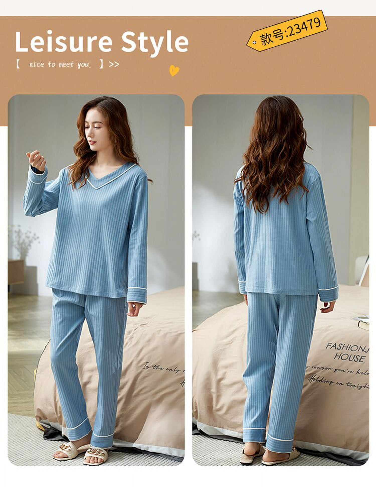Modal Cotton Sleepwear For Women Set Loose Fit Long Sleeved Trousers And  Pants For Spring And Autumn, Solid Color Loungewear For Casual Home Wear  From Peanutoil, $21.3