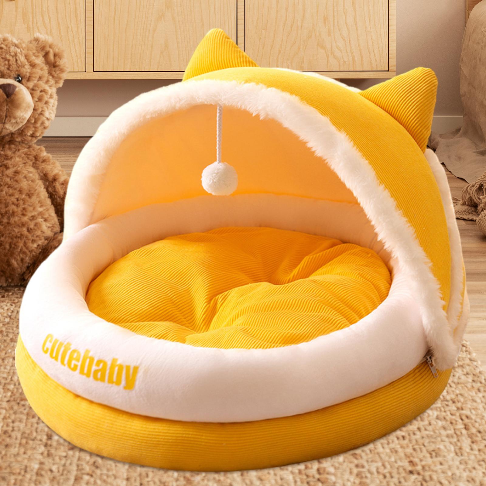 Fzaqwen Cat Bed for Indoor Cats Cat Furniture Cat Cradle Small Dog Cave Sleeping Nonslip Yellow L
