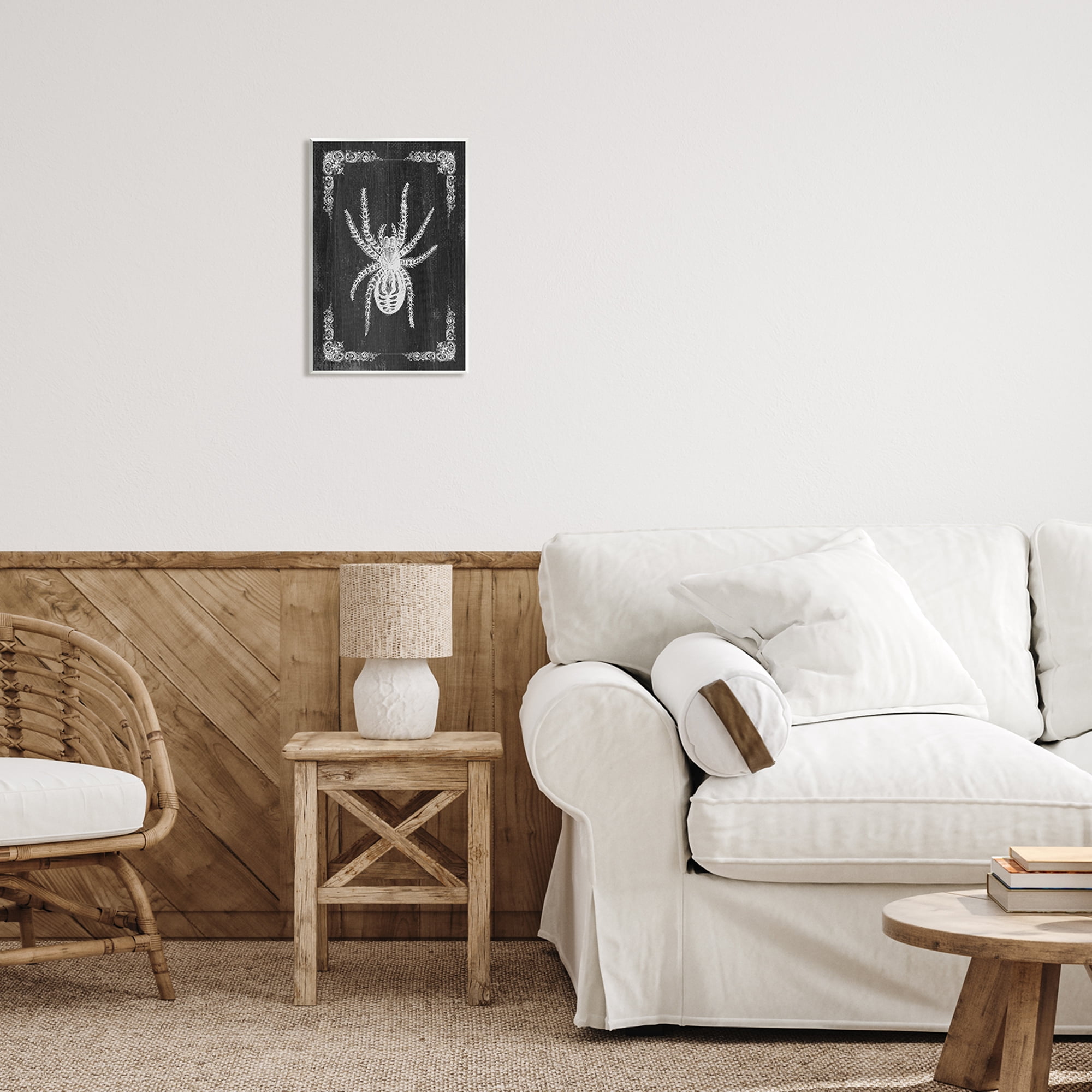 Stupell Industries Black & White Spider Holiday Painting Unframed Art Print Wall Art, 10 x 15