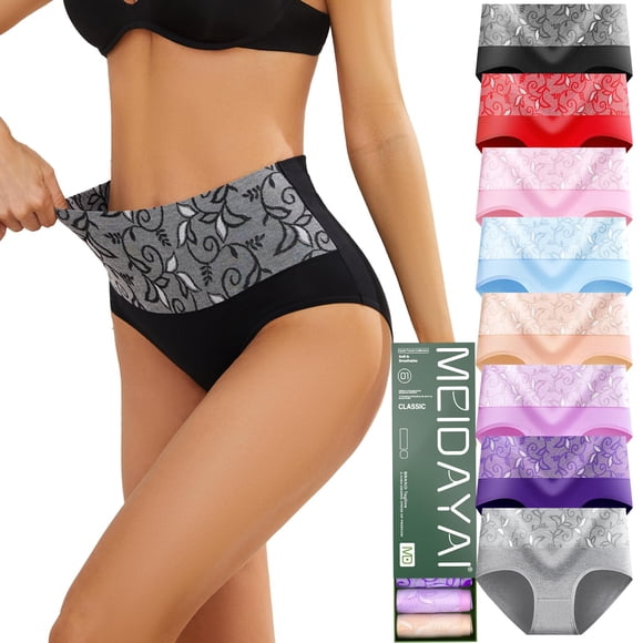Ropa interior para mujer MEIDAYAI Tummy Control, cintura alta, algodón