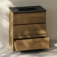 thumbnail image 6 of Liberte 30" Freestanding Bathroom Vanity in Brown Oak with Black Sink Top, 6 of 6