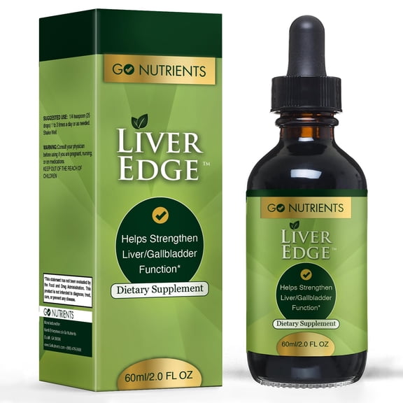 Go Nutrients Liver Edge Liquid Drops Supplement with Milk Thistle for Supporting Liver Health - 2 oz