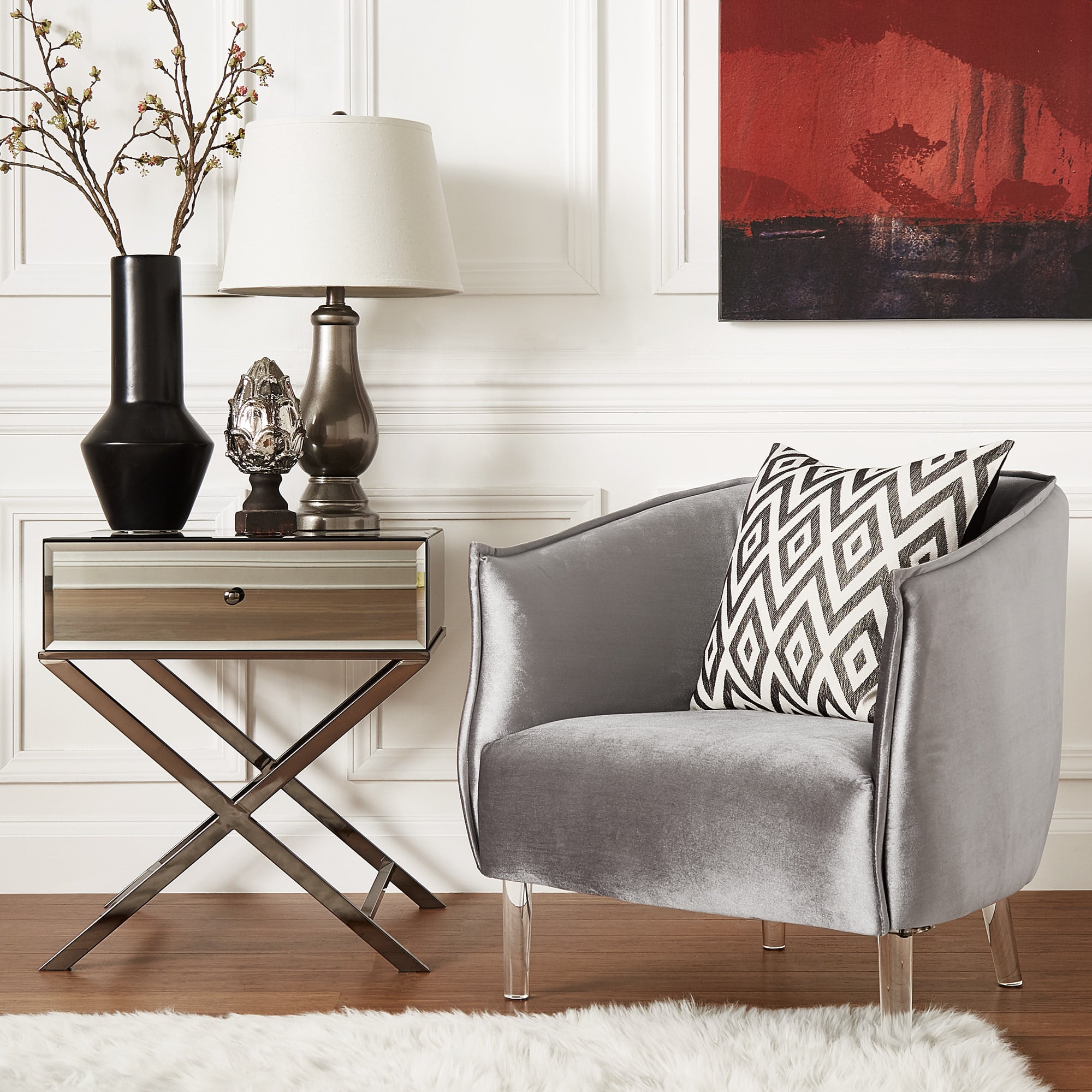 accent chair with silver legs