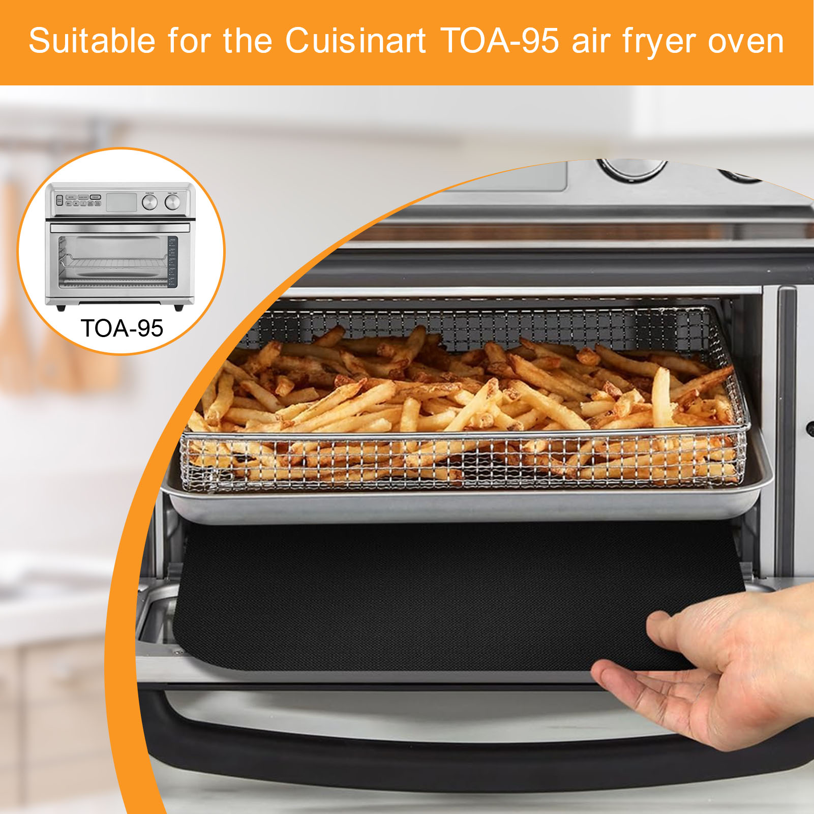 GCQ Oven Liners for Bottom of Oven, 11.4"x14.2" Reusable Non-Stick Toaster Liners Toaster Mat for for Cuisinart TOA-95 Air Fryer Toaster Oven, 4 Pack