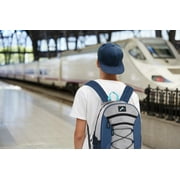 24 pack 18 Inch Multipocket Dual Zipper Bungee Cord Backpacks Gym, Travel, Commuting in Blues & Grays Pack